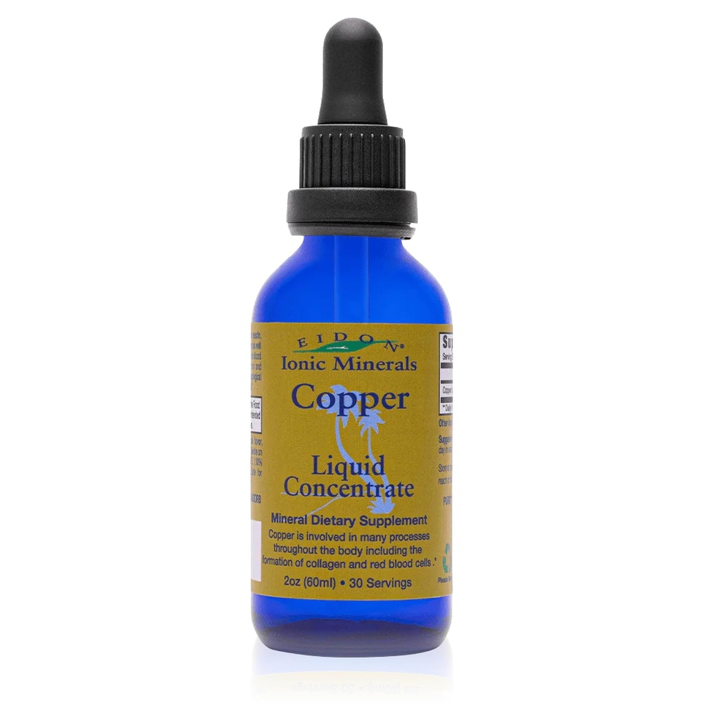 Eidon Ionic Minerals Cuivre - Supplément cuivre, concentré liquide, supplément minéral diététique pour le soutien des globules rouges et une peau saine - 2 bouteilles d'Once