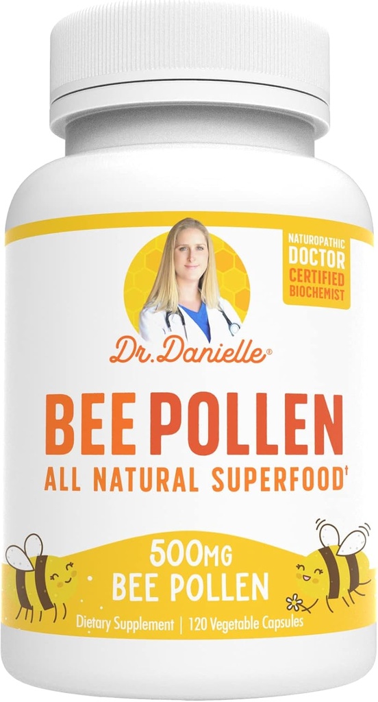 Bee Pollen von Dr. Danielle, Natural Bee Pollen Supplement, 500mg, 120 Veggie Kapseln