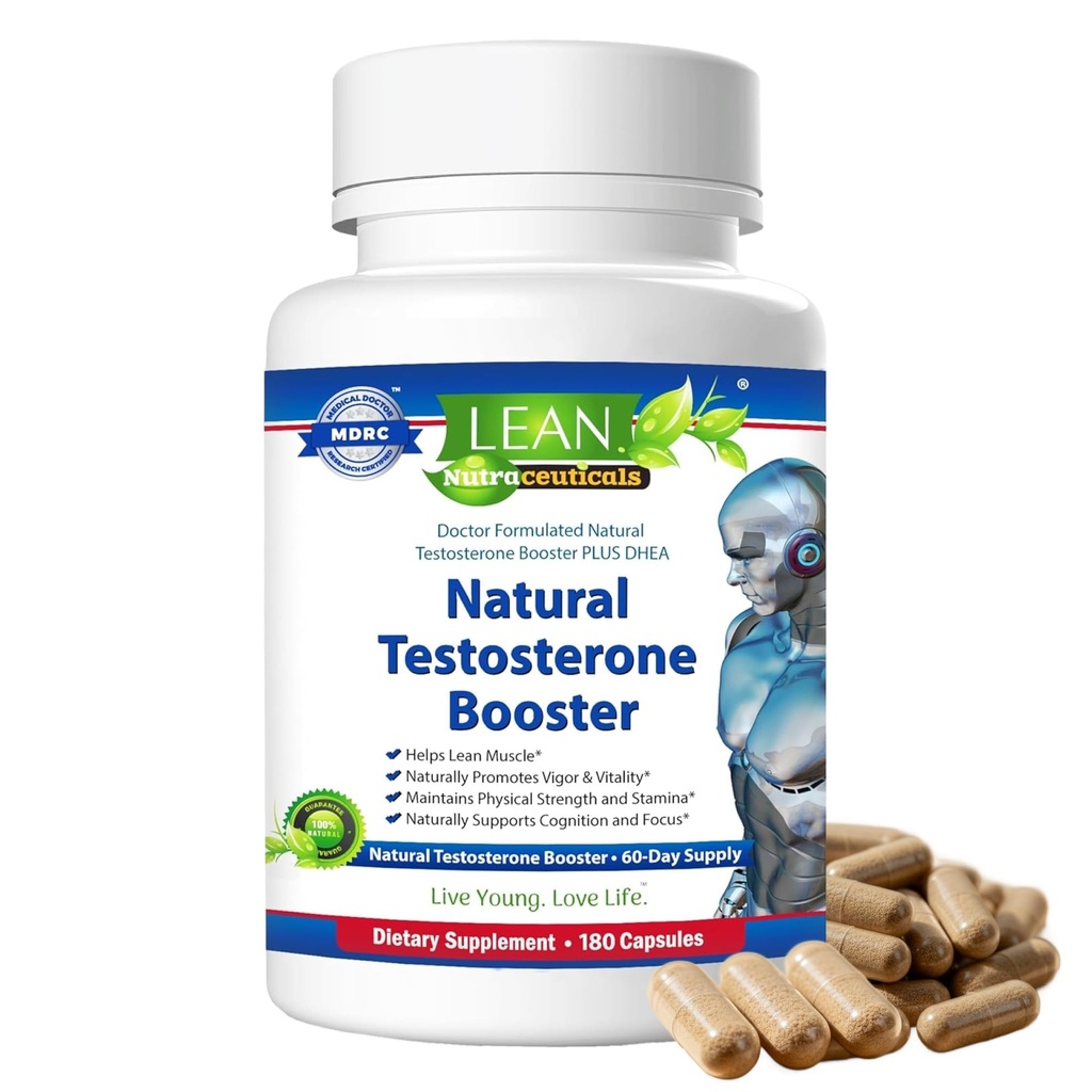 Supporto per l'ormone maschile di Nutra – 180 capsule – Integratore di supporto naturale del testosterone con Maca, Fenugreek, Tongkat Ali, Zinco, Tribulus, DHEA – Energia, equilibrio, resistenza e benessere per gli uomini