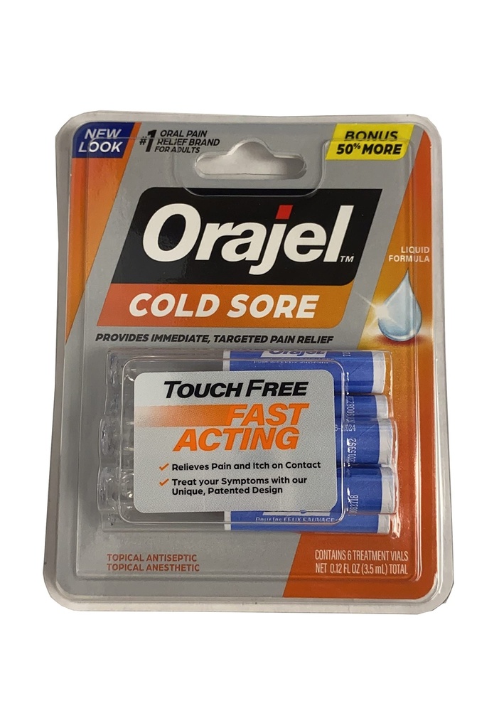 Orajel Touch-Free Applicator for Cold Sores, 6 Count (Pack of 2)