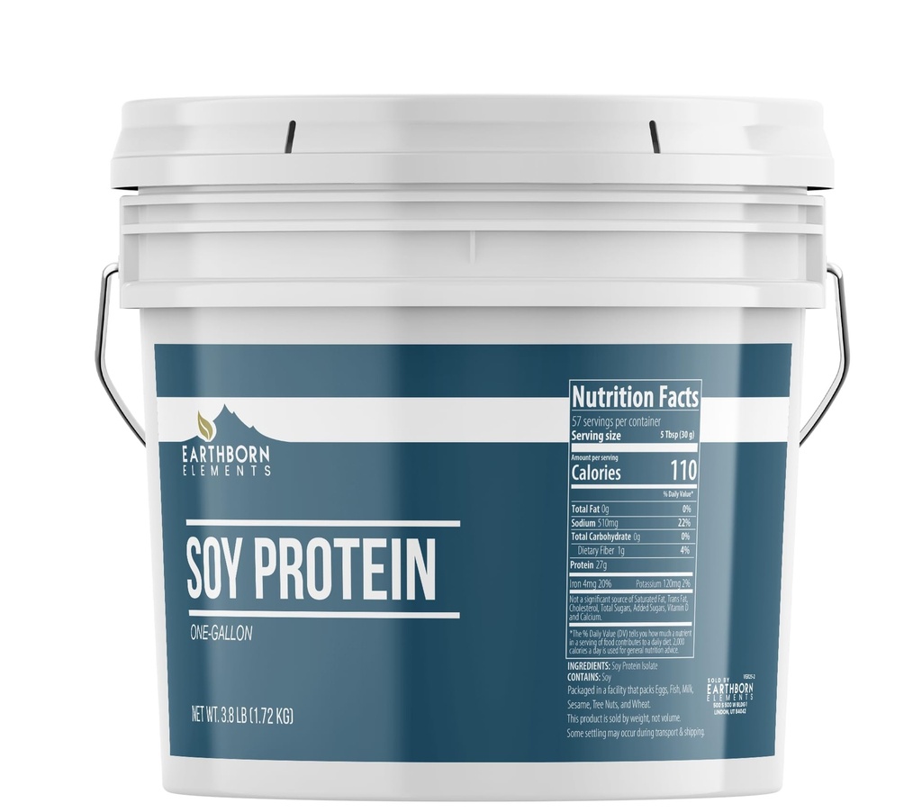 Polvere di proteine di soia di elementi terrestri 1 gallone Bucket, sempre puro, Smoothies & Shakes (60,8 once)