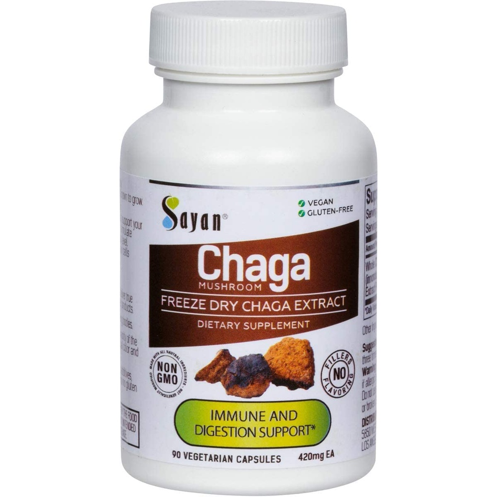 Sayan Siberian Chaga Mushroom Extract – 90 Kapseln/420mg ea – Natürliche & wild-Harvest Antioxidante Ergänzung – Immunsystem Unterstützung & Regulate Körperfunktionen – Vegan, Non-GMO, keine Füllstoffe oder Additive