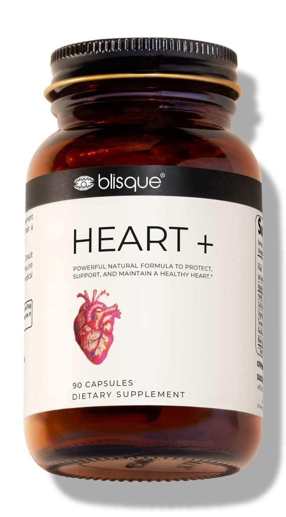 Blisque – Natürliche Blutdruck-Ergänzung für Herzgesundheit und Zirkulation | Doctor-Approved | mit 200 mg CoQ10, Hawthorn Berry, Beet Root, Turmeric | 90 Kapseln