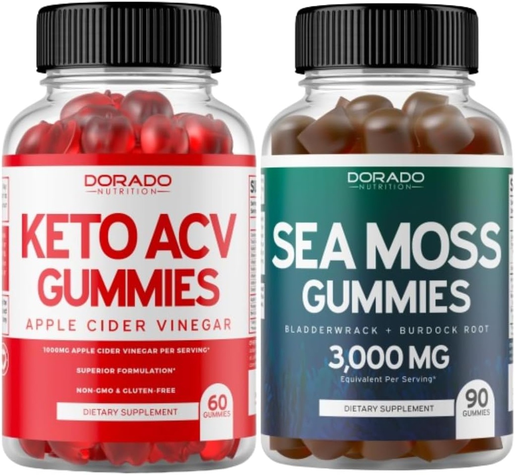 Keto ACV Gummies (60 conte) Advanced Weight Loss Formula e Irish Sea Moss Gummies (90 conte) con la vescica & Burdock Root for Thyroid, Energy & Immune Support - Non OGM, Vegan Safe & Made in US