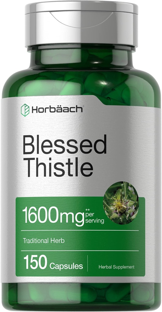 Horbaach Blessed Thistle Capsules | 150 Count | Max Potency | Non-GMO, Gluten Free Herb Supplement