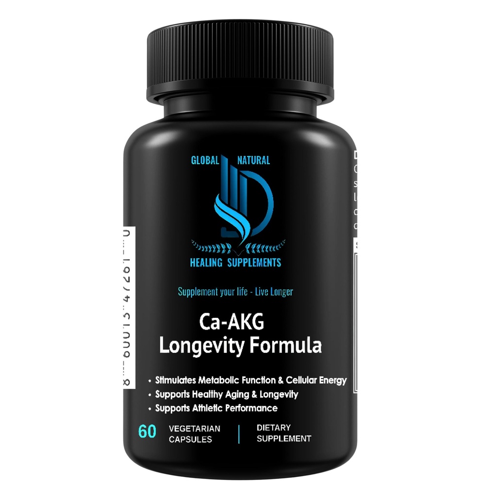 Ca-AKG Alpha Ketoglutarate, 1000 mg. Promotes Healthy Aging and Cellular Health. 60 Vegan Capsules