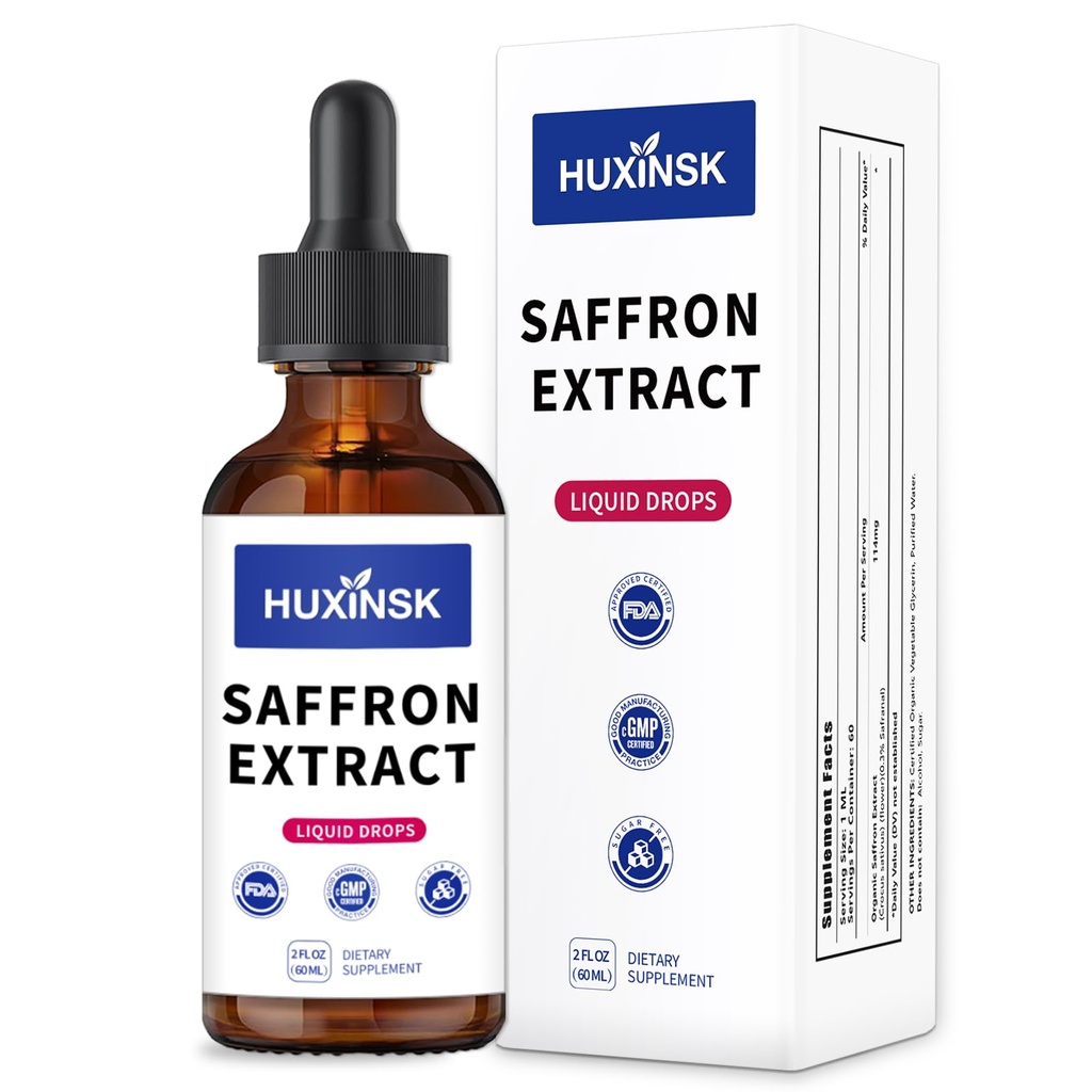 Saffron Liquid Drops Extract | Pure Crocus Sativus Stigmas | Mood Support & Emotional Balance | Alcohol-Free, 60ml Premium Tincture