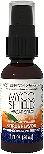 Host Defense MycoShield Throat Spray - Immune Health Support - Nahrungsergänzungsmittel mit Chaga, Reishi, Türkei Tail & More - On-The-Go Immununterstützung - Citrus Flavor, 1 fl oz (71 Servierungen)*