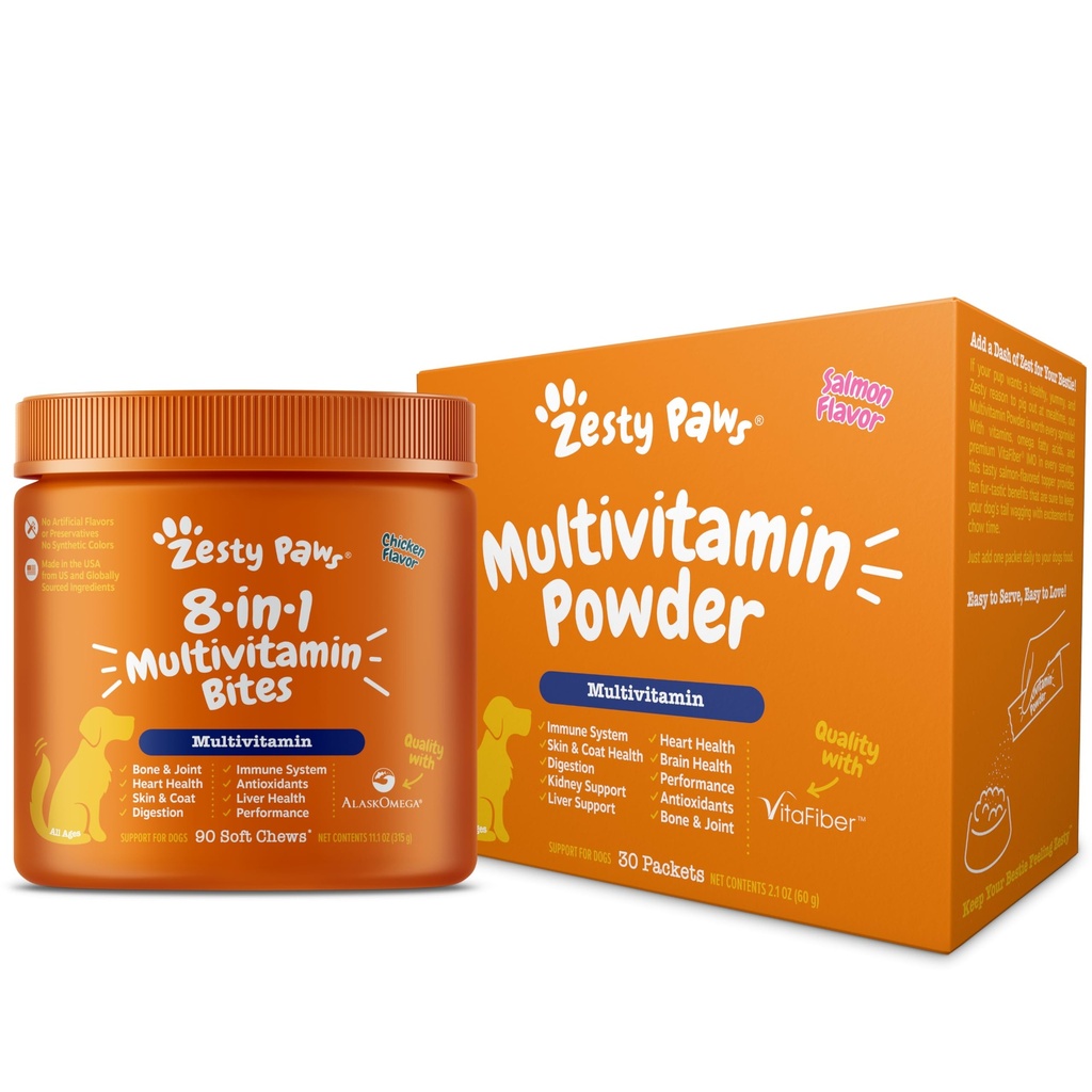 Zesty Paws Multivitamin Bites + Multivitamin Powder for Dogs