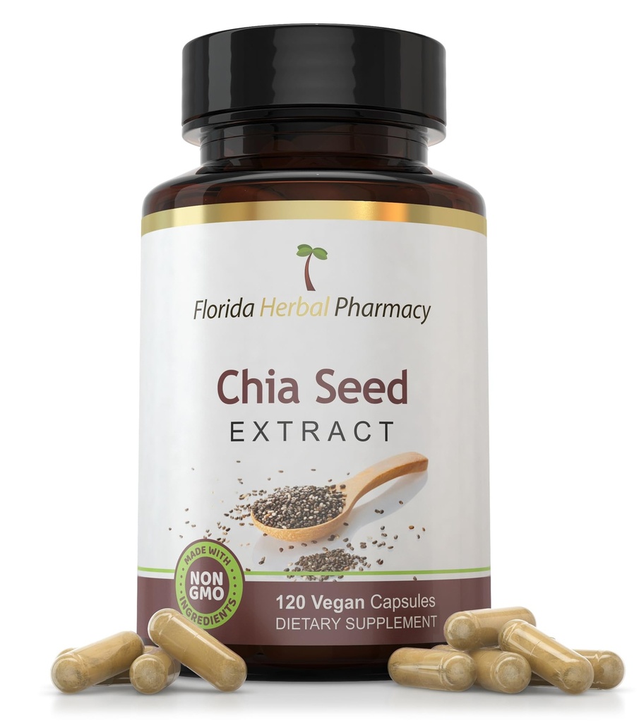 Florida Herbal Pharmacy, Chia Seed Extract Supplement Capsules 10:1 (120 Capsules) Two Months Supply