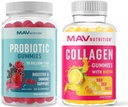 MAV NUTRITION Gommies collagènes pour les femmes et les gommies probiotiques.