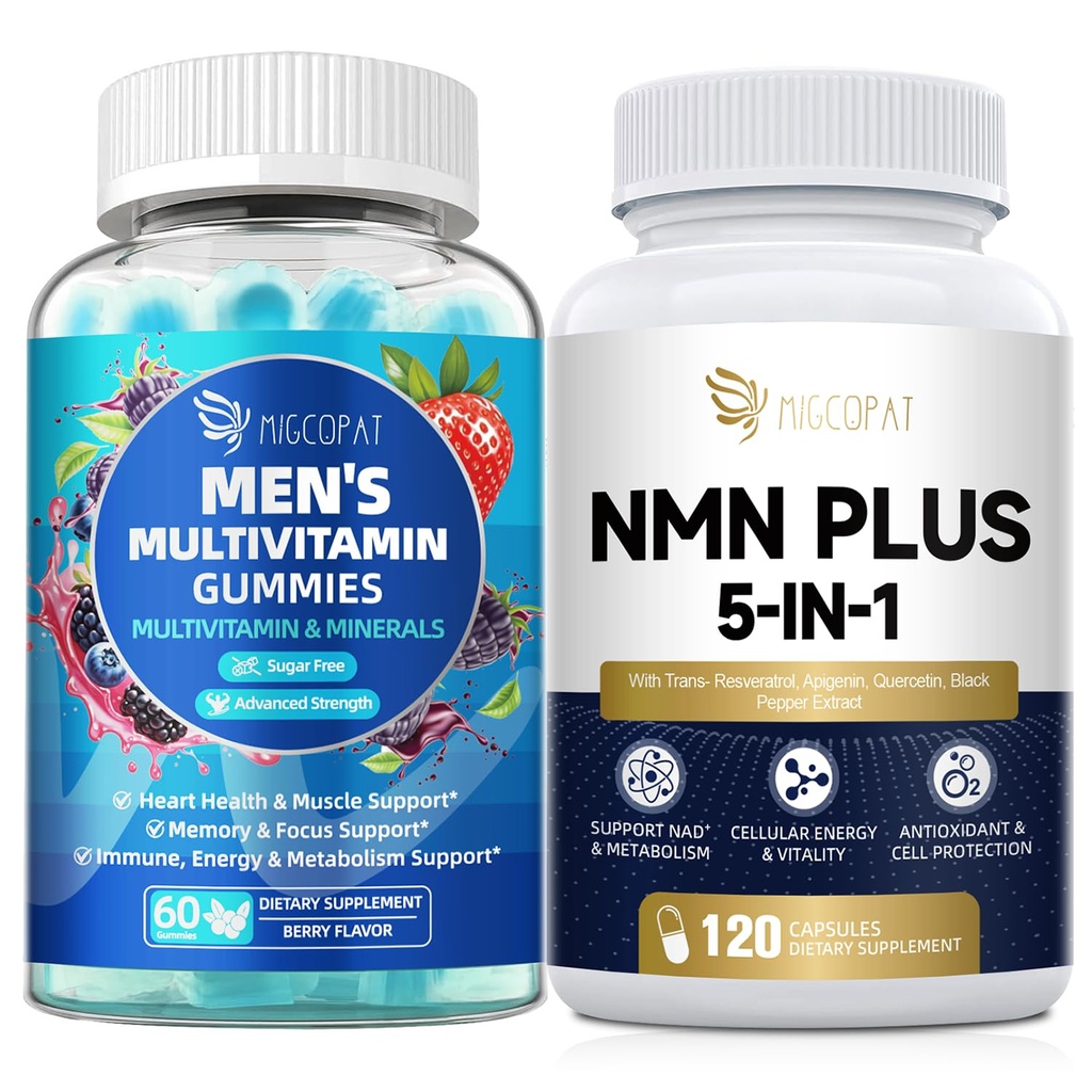 Migcopat Mens Multivitamins Gummies & NMN Supplement Bundle