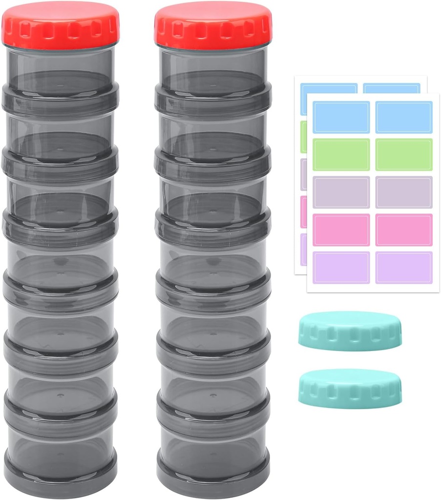 2 Pack 7 Tage Pille Organizer Fall Stapelbare wöchentliche Ergänzungen Vitamine Pillen Halter Spender Großtransluzent Schwarz mit Extra Lid