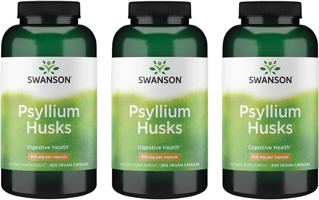 Swanson Psyllium Husk Nahrungsfaserergänzung 610 mg 300 Kapseln - (3 Packung)