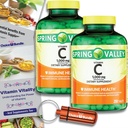 Choice Bundle Spring Valley Vitamin C 1000 mg Dietary Supplement Tablets with Rose HIPS 250 Ct 2 pk (500 Total) + Vitamin Guide & Portable Pill Container (4 Items)!
