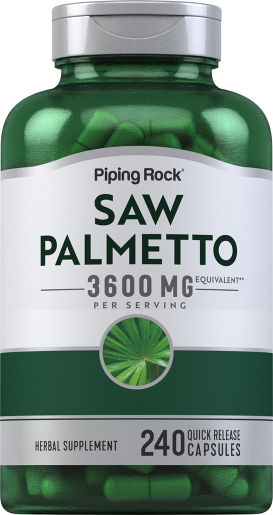 Piping Rock Saw Palmetto Extrakt 3600mg | 240 Kapseln | für Männer und Frauen | Non-GMO, Glutenfreie Ergänzung