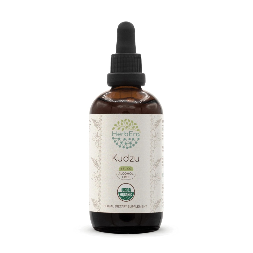 HerbEra Kudzu B120 USDA Organic Tincture | Alcohol-Free Extract, High-Potency Herbal Drops | Certified Organic Kudzu (Pueraria lobata) Dried Root (4 oz)