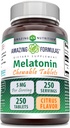 Incredibile Formulas Melatonin Chewable Supplement | 5 Mg Per Serving | 250 compresse | Non-GMO | Gluten-Free Made in USA (Citrus Flavor)