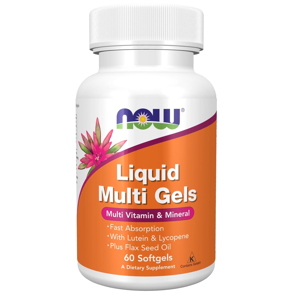 NOW Alimenti Integratori, Liquidi Multi Gel con Luteina e Licopene, oltre Flax Seed Oil, 60 Softgels