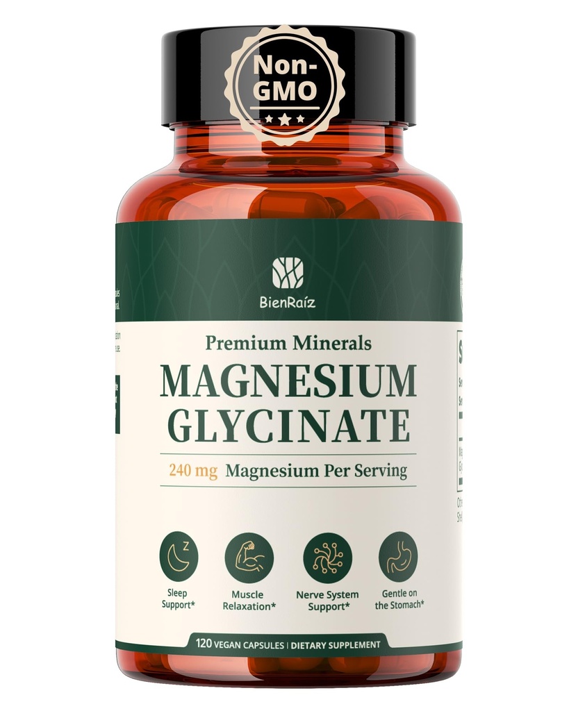 Magnesium Glycinate Supplement, 240mg Elemental, 120 Capsules | High Potency, 100% Fully Chelated, Sleep Aid for Relaxation, Non-GMO, Gluten-Free