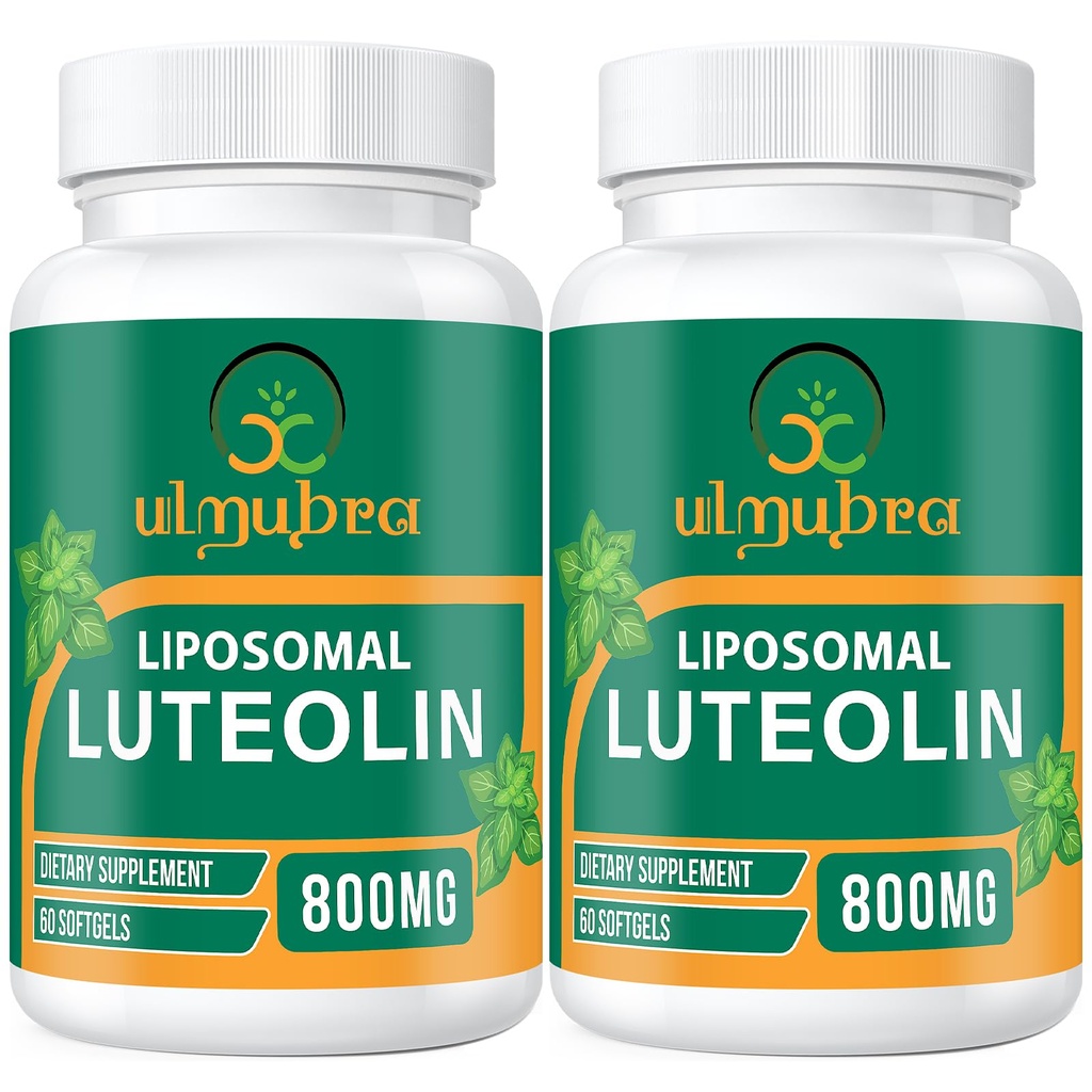 Ulmubra 800MG Liposomal Luteolin Supplement - Maximum Absorption, Premium Antioxidant Supplement for Brain & Overall Well-Being, 120 Softgels - 60-Day Supply