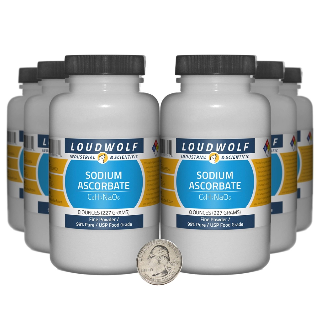 Sodium Ascorbate / 3 Pounds / 6 Bottles / 99% Pure USP Food Grade/Fine Powder