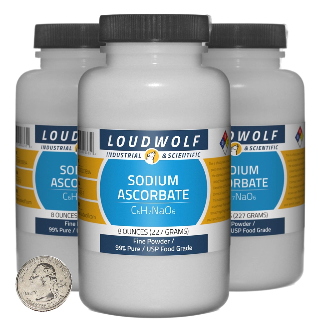 Sodium Ascorbate / 1.5 Pounds / 3 Bottles / 99% Pure USP Food Grade/Fine Powder