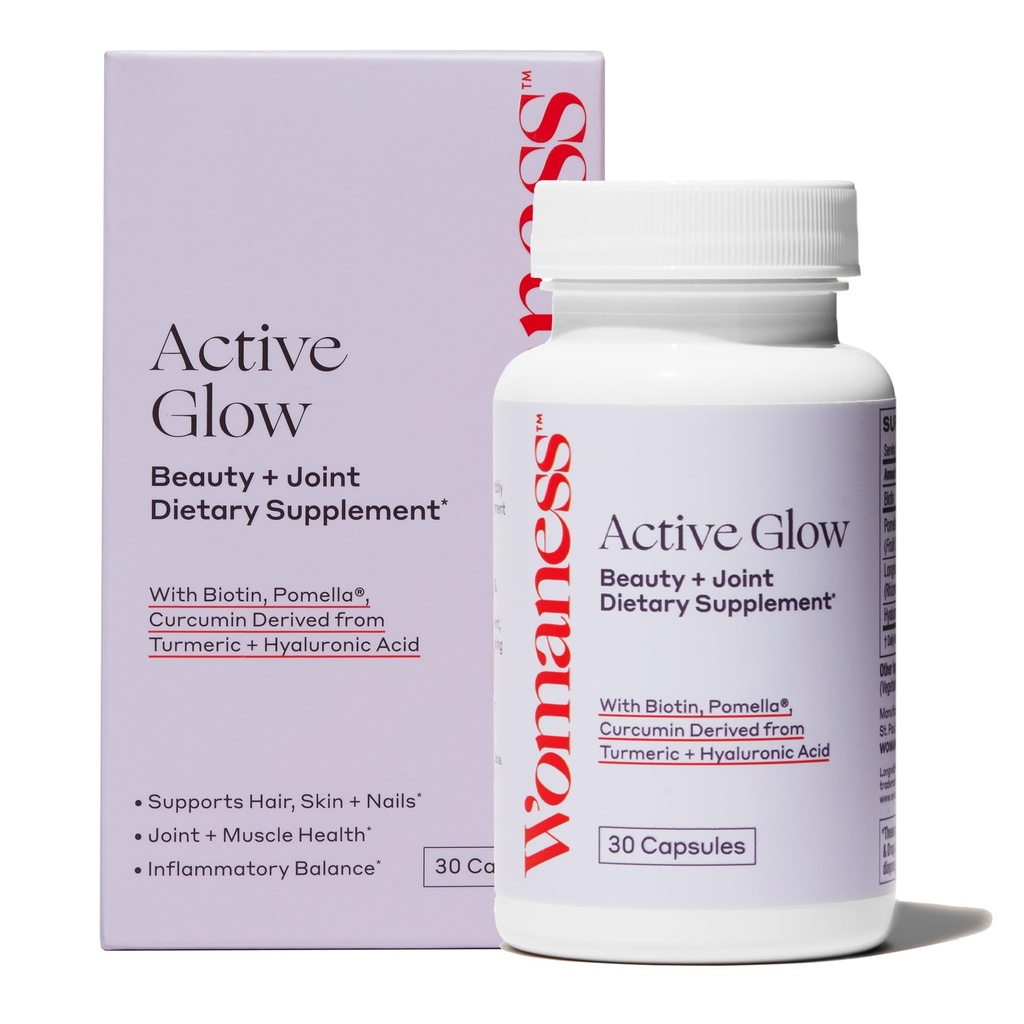 Frau aktive Glow Haar Haut und Nägel Vitamine - Biotin, Longvida Curcumin & Hyaluronsäure Ergänzungen für Gelenke Gesundheit, trockene Haut und dünne Haare (30 Kapseln)