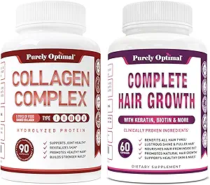 Capsule Peptidi Multi Collagen Premium (Tipi I, II, III, V, X) + Crescita dei capelli Premium per le donne e gli uomini - Vitamine di crescita dei capelli w/Biotin & Keratin