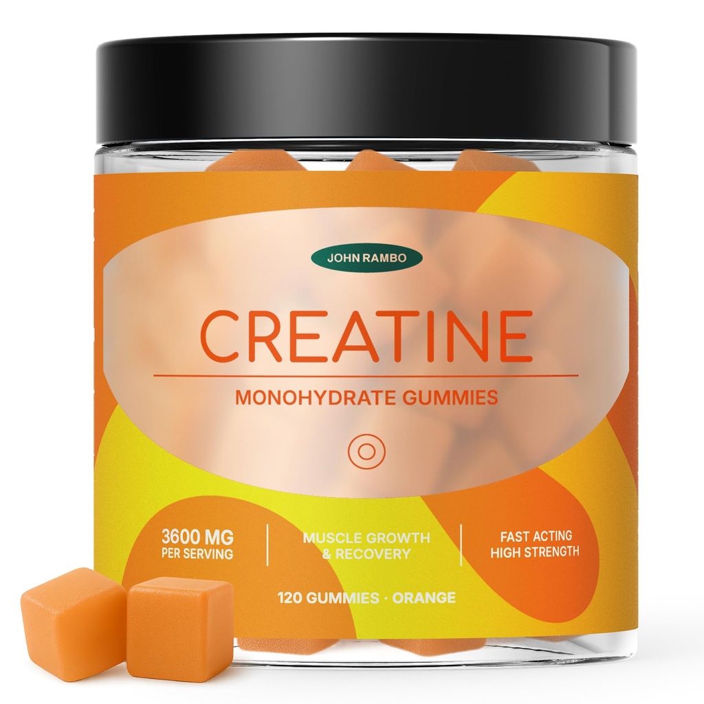 Creatine Monohydrate Gummies – 3600mg Real Creatine Per Serving – Transparent Label, Refreshing Orange Flavor, Lab-Tested Muscle & Strength Supplement