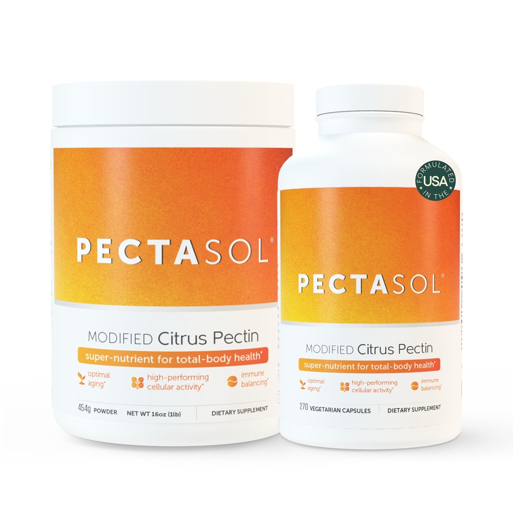 PectaSol Modified Citrus Pectin – 454g Powder + 270 Capsules – Promotes Optimal Long-Term Health & Healthy Aging – Super Nutrient Backed by 100+ Clinical Studies, Physician Formulated & Recommended