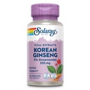 Solaray Extrait coréen de racine de ginseng - support à base de plantes pour le stress occasionnel, l'énergie et l'endurance physique - 5 % de ginsénosides - végétalien, laboratoire vérifié - 60 portions, 60 VegCaps