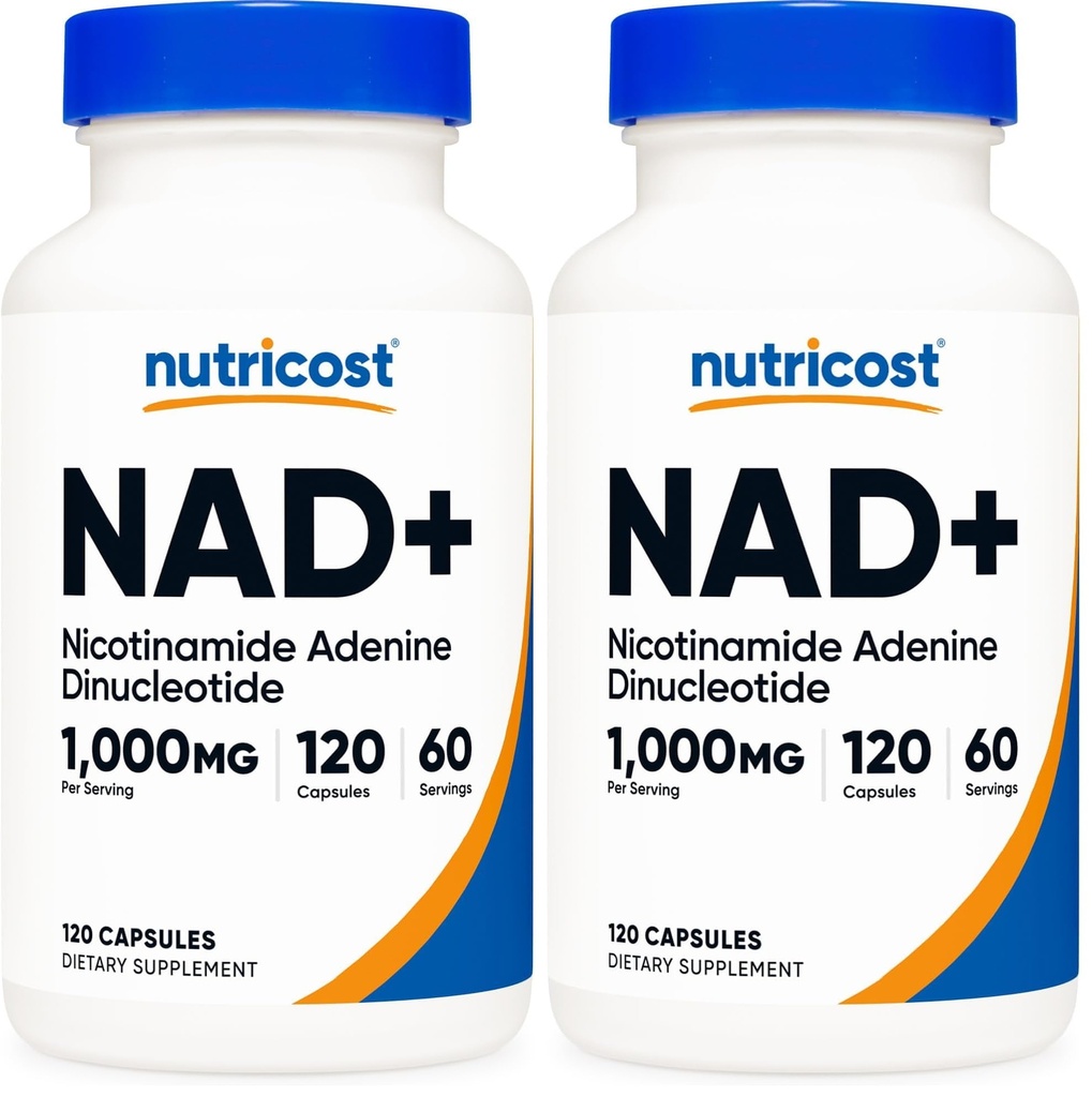 Nutricost NAD+ Supplement 1,000mg per Serving,120 Capsules (Nicotinamide Adenine Dinucleotide) - 60 Servings, Gluten-Free, Vegan (Pack of 2)