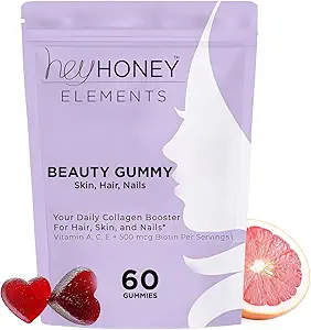 Hey Soins de la peau de miel Gommies de collagène végétalien – Vitamines de beauté anti-âge pour les femmes