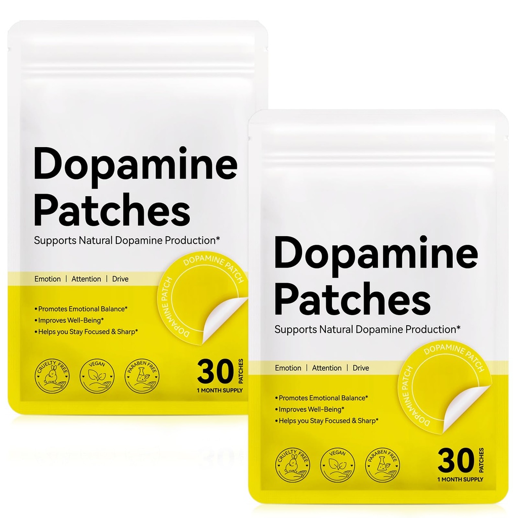 Dopamine Patches, Dopamine Patch Extra Strength, Mood Boost Support Patches for Women Men,Plant-Based Formula, Positivity & Motivation, Supports Dopamine & Serotonin Balance, 60 Dopamine Patch