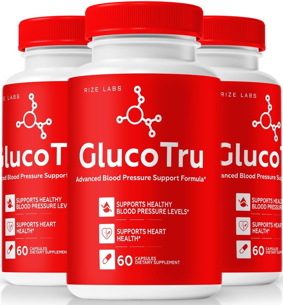 (3 Pack) Gluco Tru Capsules - Official GlucoTru Formula, Gluco True Support Pills, GlucoTrue Reviews, Advanced Vegetarian Capsule for Circulation and Energy, Premium Health Pastillas (180 Capsules)
