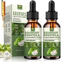 (2 Pack) Soursop Graviola Liquid Drops 2000mg，Immune Boost，Cell Support & Regeneration，Natural Antioxidant，Soursop Bitters Liquid，Soursop Extract - 98%, Sugar/Gluten Free, Natural Flavor, 4 Fl Oz