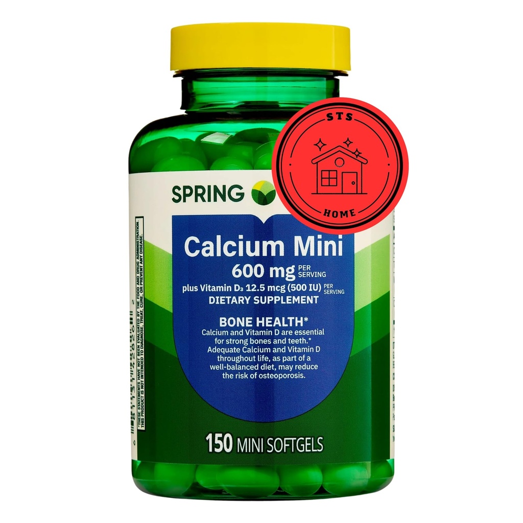 Spring Valley Calcium Plus Vitamine D3 150 Mini Softgels Supplément Calcium CaIcium mini softgels