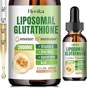 Integratore di Glutathione Liposomico 2000mg, Gocce di Glutathione Liquide con Vitamina C, Antiossidanti Master per Sistema Immune, Difesa Invecchiante, Testa della Pelle, Detox del fegato - Assorbimento Superiore, Vegan 2 Fl Oz