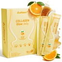 Collagen Glow Jelly- Orange Flavor, Support Skin, Hair & Nails Health, Balanced Energy Vitality Supplement, with Chia Seeds & NAD -17 Sticks