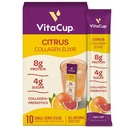 VitaCup Collagen Drink Mix, Citrus, Grass-Fed Collagen for Skin, Hair, Nails, Joints, Hydration, Gut Support, Prebiotic Fiber & Electrolytes, No Artificial Sweeteners, Naturally Flavored, 10 Ct