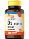 Sundance Vitamine D3 1000 UI , 300 Softgels , haute puissance , formule de vitamine essentielle , sans OGM et supplément sans gluten