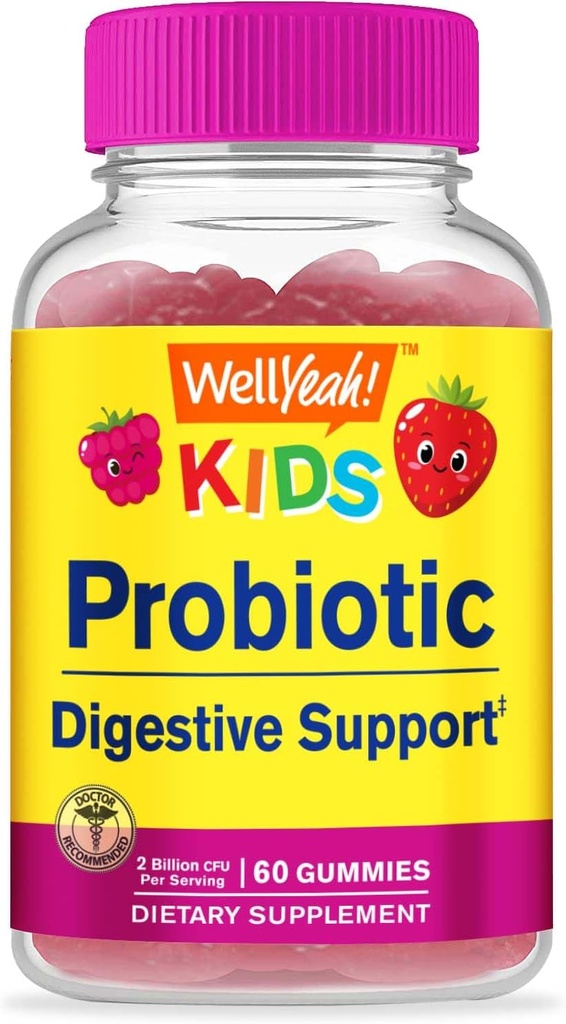 WellJa Kids Probiotic Gummies - Verdauungsunterstützung, Gutgesundheit, Immununterstützung Gummy - Probiotics for Digestive Health - Vegan, Gluten Free - 60 Gummies