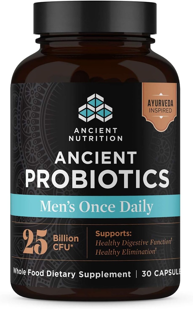 Antike Ernährungsprobiotika für Männer, Antike Probiotische Männer einmal täglich 30ct, Verdauungs- und Immununterstützung, Bloating, Gas- und Constipation Relief, Glutenfrei, Superfoods Blend, 25 Billion CFUs*