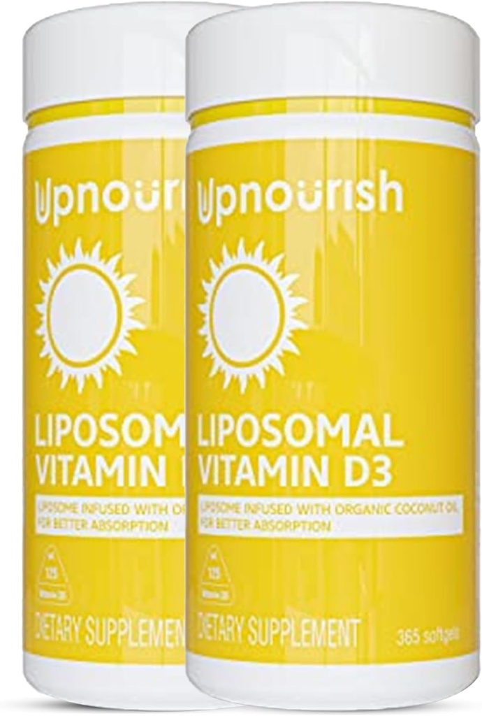 UpNourish 2 Pack - Vitamine Liposomique D 5000 UI 730 softgels, Cholecalciferol Vitamine D3 avec huile de coco naturelle, supplément VIT D3