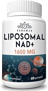 1600 mg Liposomal NAD Supplemento 1600 mg, 98% Pure NAD+ Supplemento, Assorbimento Superiore, alternativa a Nicotinamide Riboside o NADH a Boost NAD+ per la difesa dell'invecchiamento, energia, longevità, 240 Softgels