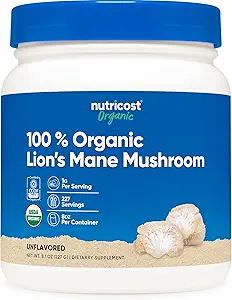 Nutricost Organic Lion's Mane Mushroom Powder (8 oz) - 227 Serve, Certificato USDA Organic Supplement