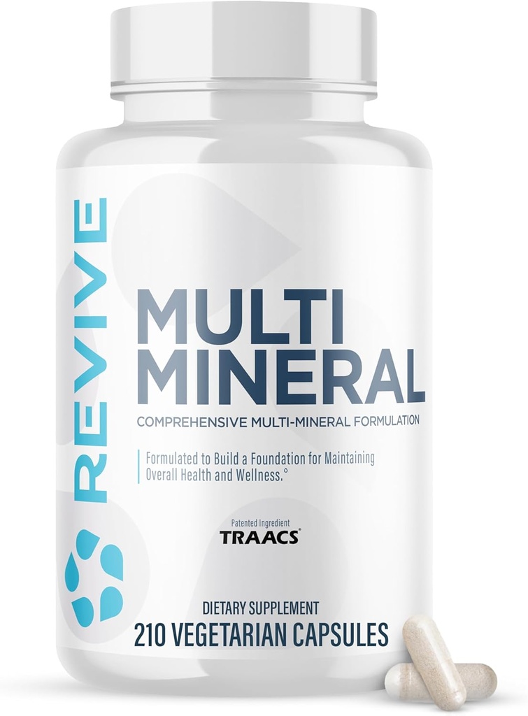 Revive MD Multi Mineral Supplement für Männer und Frauen - Broad Spectrum Mineral Support Supplement fördert gesunde Knochendichte & Skelettstärke - Calcium, Vitamin D, Magnesium & Zink - 210 Kapseln
