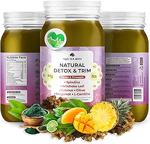 TrueSeaMoss Pro-Line Gel - Natural Detox/Trim - 5+ Sapori - Gel di frutta con Premium Sea Moss & Potassium - Vegan-Friendly - Vitamin & Mineral Rich Supplement - Made in USA (Mango/Pineapple, Confezione di 1)