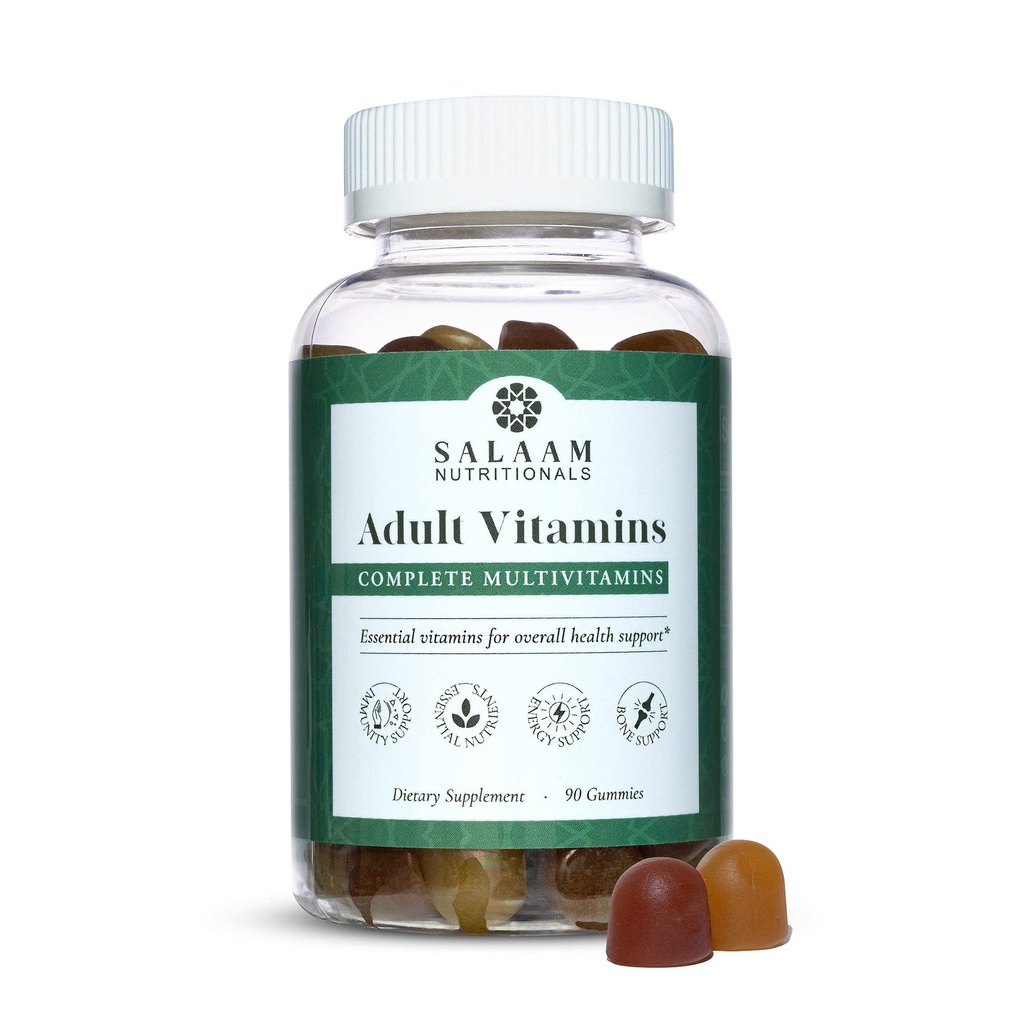Salaam Nutritionals - Adult Multivitamins, Vitamin Gummies for Women and Men, Multivitamins for Adults with 11 Essential Vitamins and Minerals, 90 Count, 1 Pack.